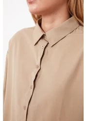  Collection قميص منسوج من القطن بقصة فضفاضة من المنك TWOAW20GO0107