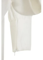  Modest Linen Texture - Zip and Belted White Dress Tctss23Eb00219