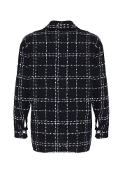  Collection قميص سترة منسوجة من التويد بجيب منقوش أسود TWOAW21GO0087