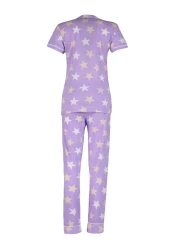  Collection Lilac Star Print Knitted Pajamas Set with Sleep Headband - Thmss21Pt0786