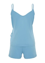  Collection طقم بيجامة قطن 100% بحزام حبل أزرق - تفاصيل ربط THMSS24PT00081